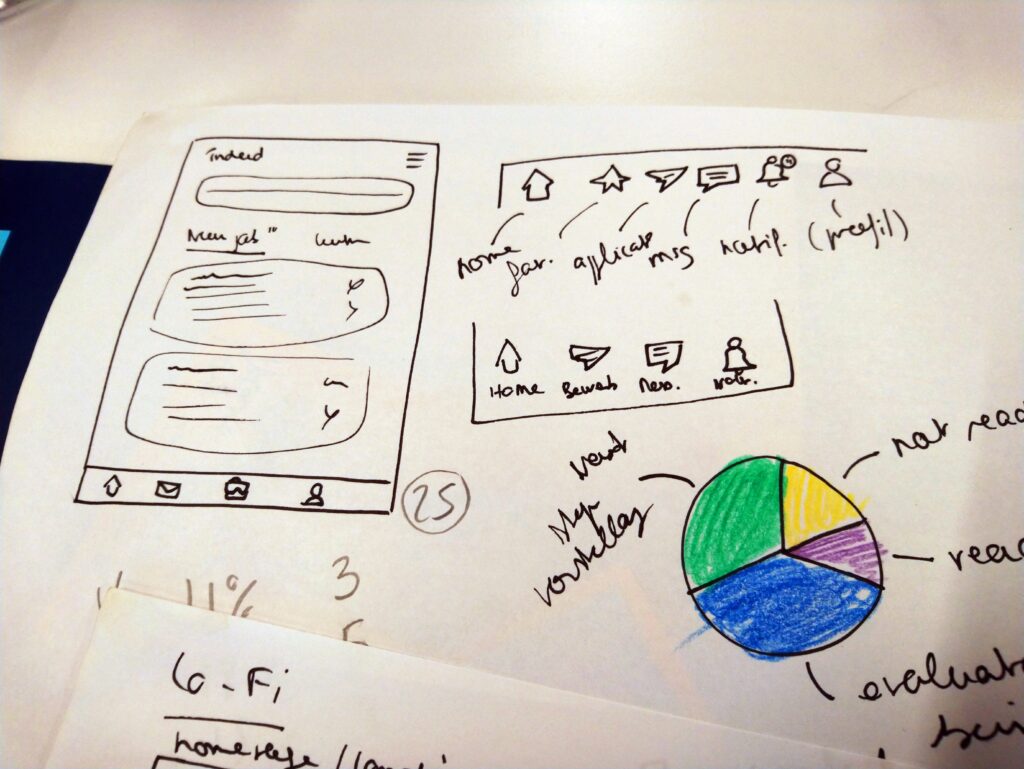 navigation bar and data visualization sketches