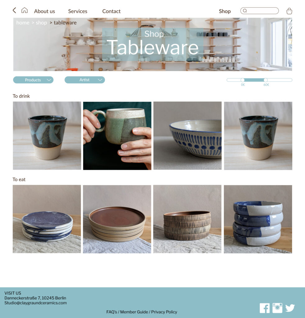 page with the tableware articles