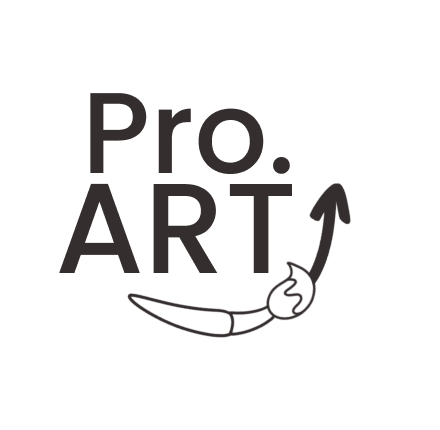 logo "pro.art" for tha app, shows a pincel combined with an arrow under the text