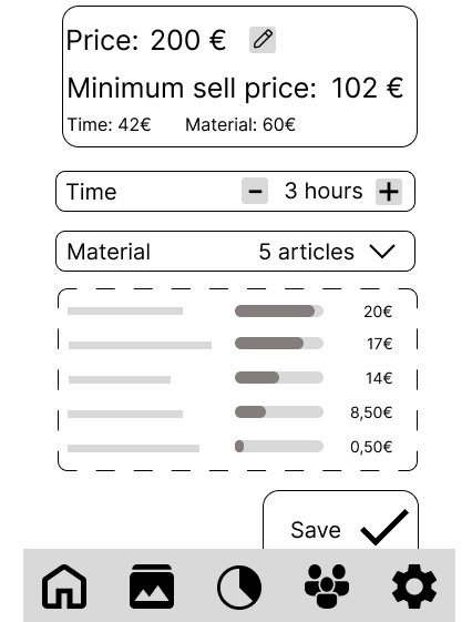 screen with a focus on the feature to change de prodcut quantity